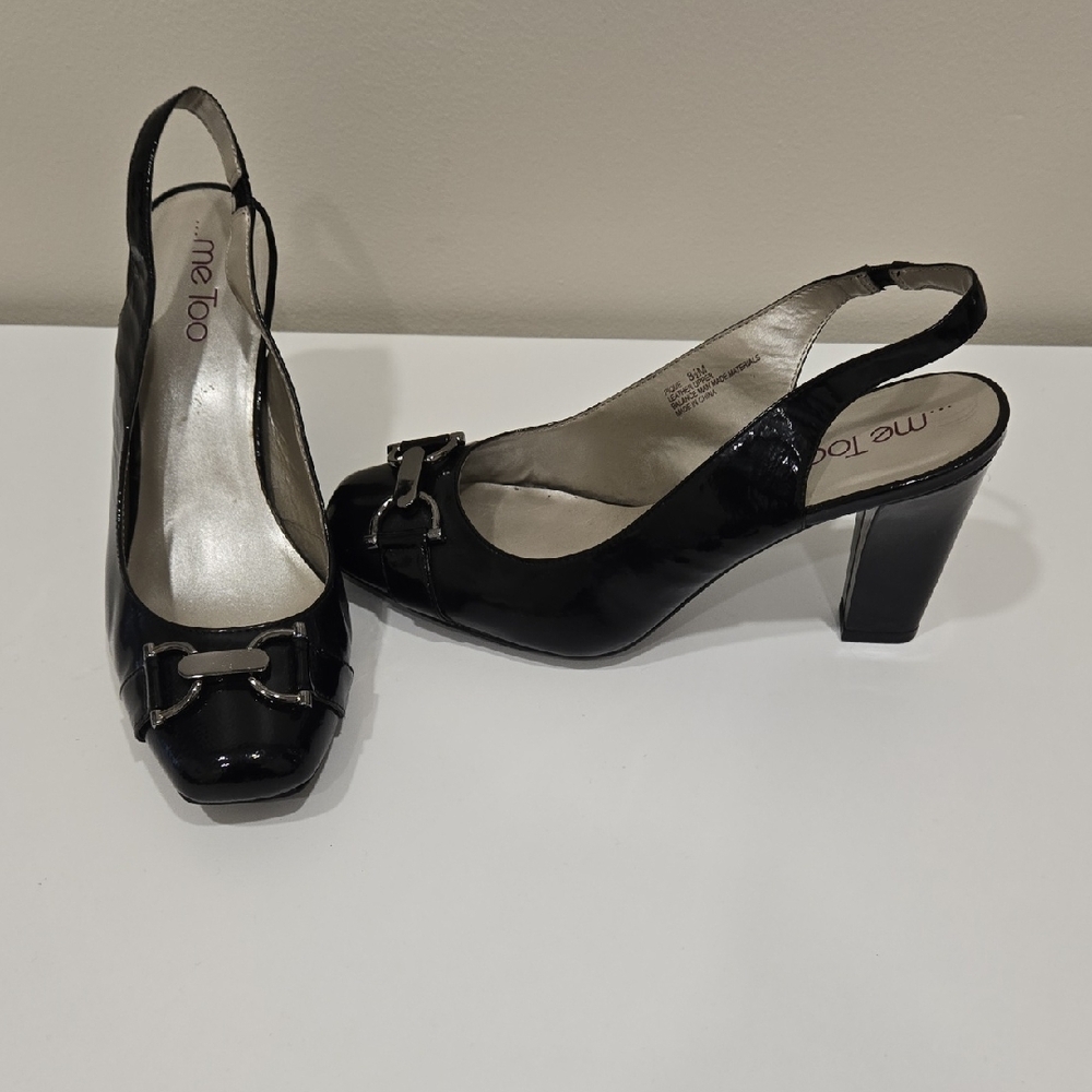 Me Too Glossy Black Slingback Heels - Picture 6 of 13